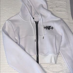 cropped white zip up